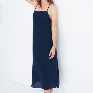 Madewell Silk Cross-Back Slip Midi Dress